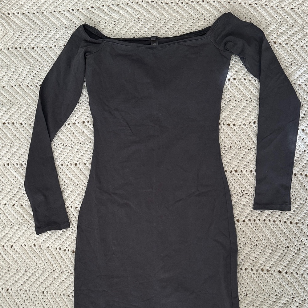 SKIMS Dark Gray Long Sleeve Dress